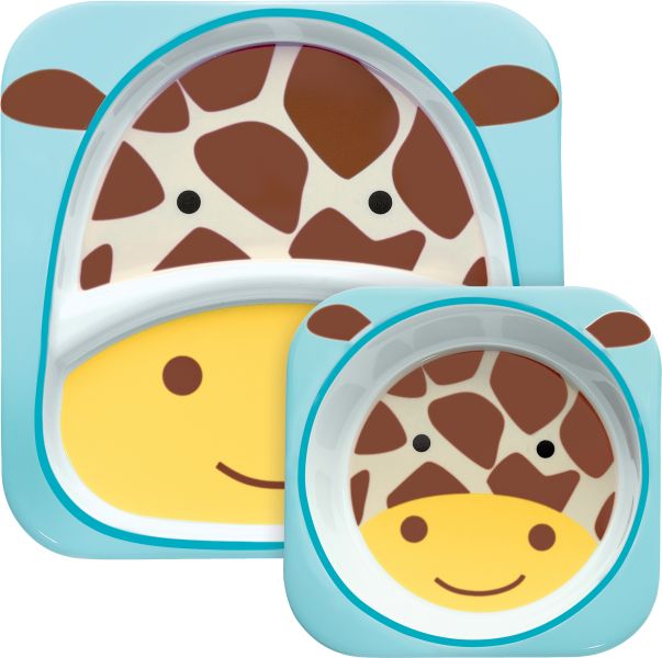 Skip hop ZOO Jídelní set miska talířek 2v1, žirafa - obrázek 1