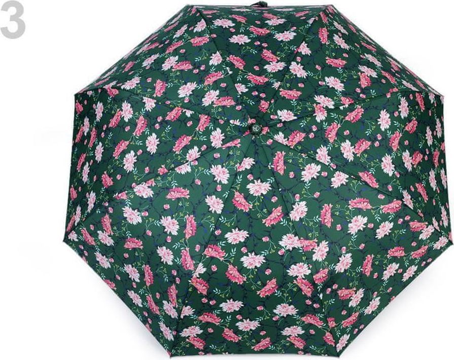 Kraftika 1ks zelená dámský skládací vystřelovací deštník květy - obrázek 1