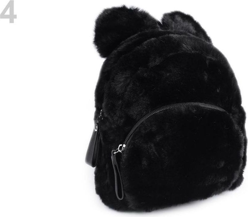 Kraftika 1ks 4 černá dívčí kožešinový batoh medvídek, dětské tašky - obrázek 1