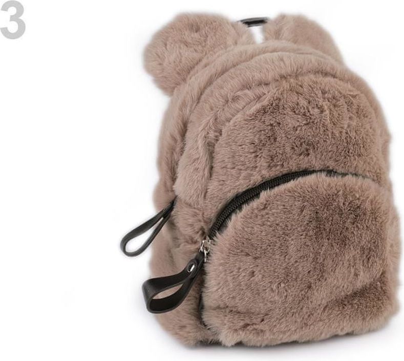 Kraftika 1ks béžová dívčí kožešinový batoh medvídek, dětské tašky - obrázek 1