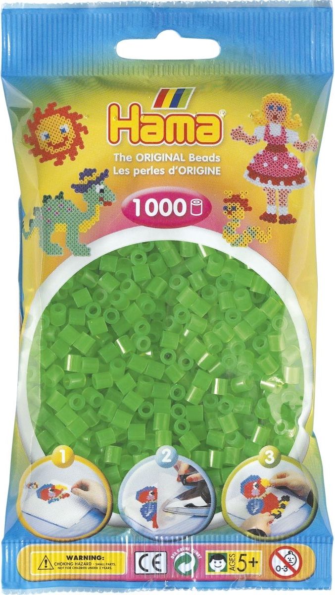 Hama H207-37 Midi Neonové zelené korálky - obrázek 1