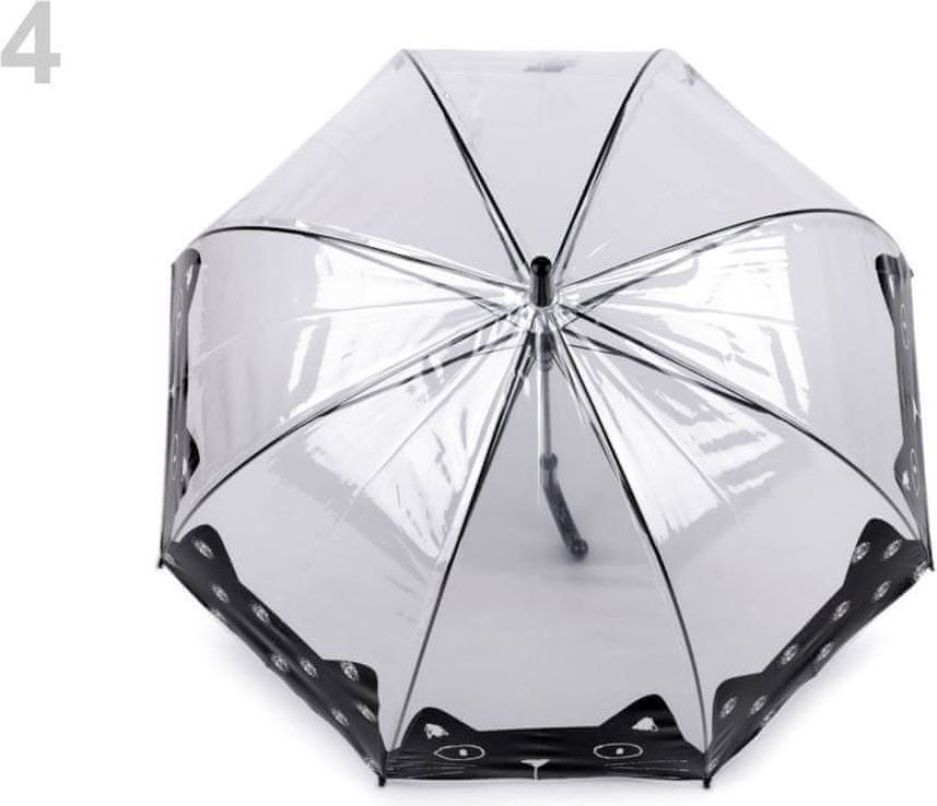 Kraftika 1ks černá dívčí průhledný deštník kočka - obrázek 1