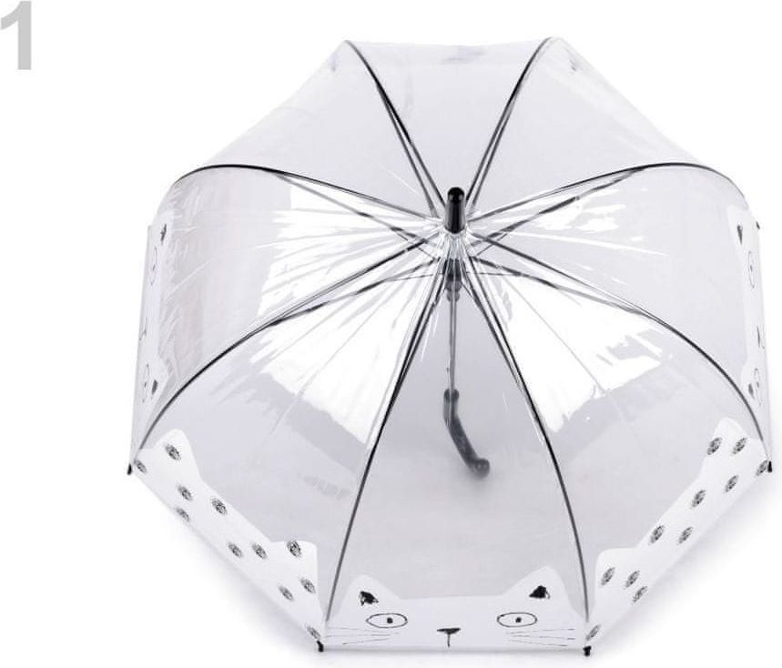 Kraftika 1ks bílá dívčí průhledný deštník kočka - obrázek 1