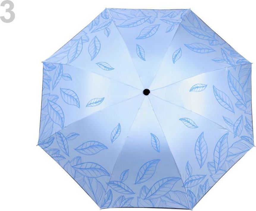 Kraftika 1ks 3 modrá sv. dámský skládací deštník listy - obrázek 1