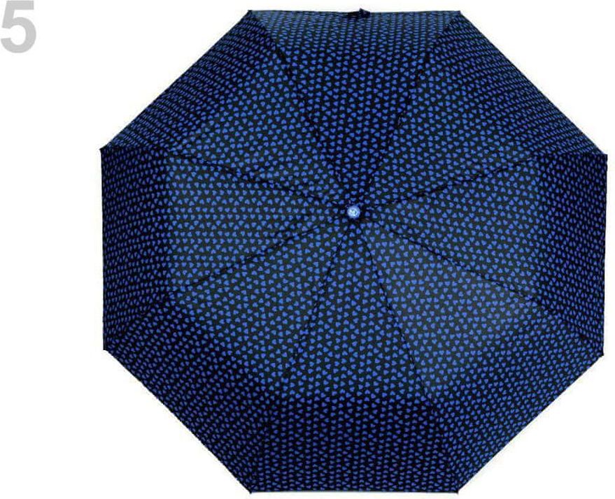Kraftika 1ks 5 modrá dámský skládací vystřelovací deštník srdce - obrázek 1