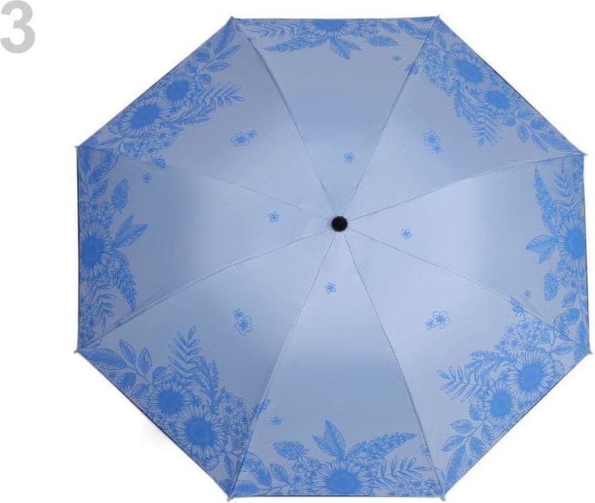 Kraftika 1ks 3 modrá sv. dámský skládací deštník květy - obrázek 1
