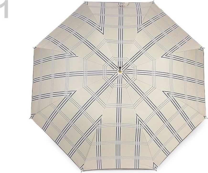 Kraftika 1ks béžovobílá dámský vystřelovací deštník károvaný - obrázek 1