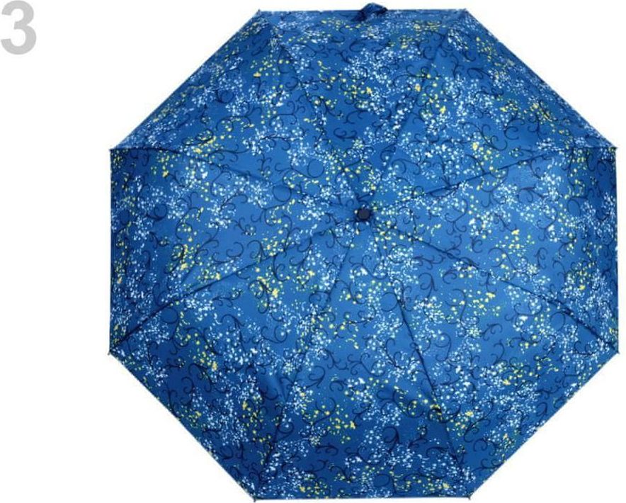Kraftika 1ks 3 modrá dámský skládací vystřelovací deštník - obrázek 1