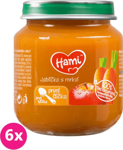 6x HAMI Jablíčko s mrkví první lžička (125 g) - ovocný příkrm - obrázek 1
