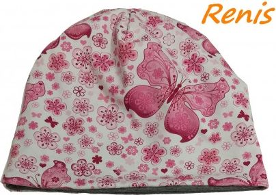 Elastická čepice růžová s motýlky Renis - obrázek 1