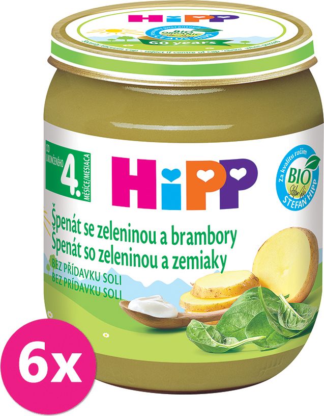6x HIPP BIO Špenát se zeleninou a brambory 125 g – zeleninový příkrm - obrázek 1