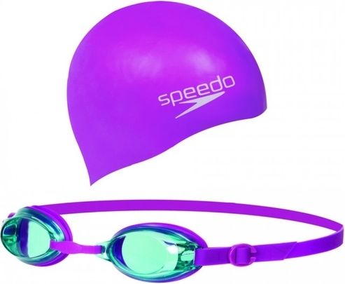 Set dětských plaveckých brýlí Speedo Jet a čepice - fialový - obrázek 1
