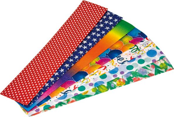 Crepe paper "Floriade" folded sheet 250 x 50 cm, party print assorted (7)