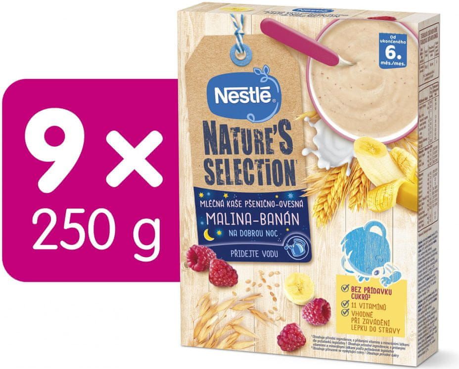Nestlé NATURE´S SELECTION pšenično-ovesná Malina Banán (9× 250g) - obrázek 1