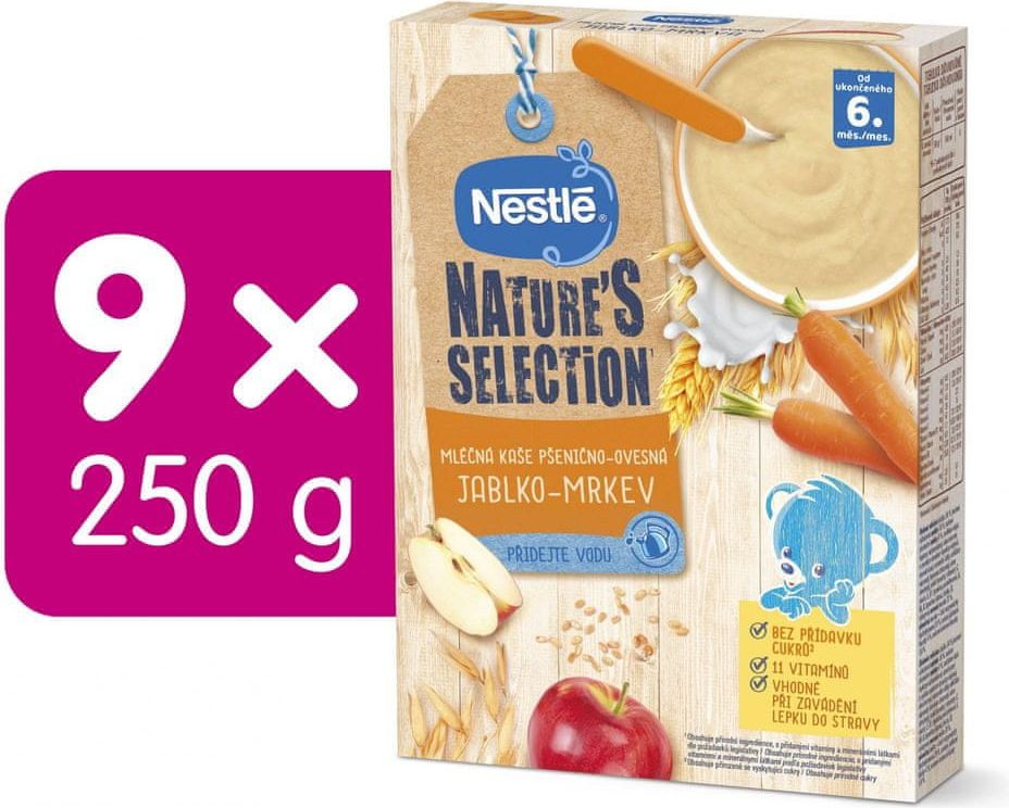 Nestlé NATURE´S SELECTION pšenično-ovesná Jablko Mrkev (9× 250g) - obrázek 1