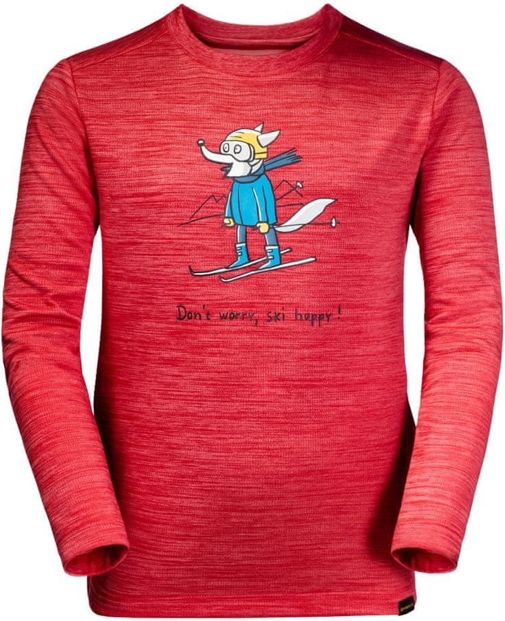 Jack Wolfskin dívčí funkční tričko SKIING WOLF LONGSLEEVE KIDS 1608831-2122 104 červená - obrázek 1