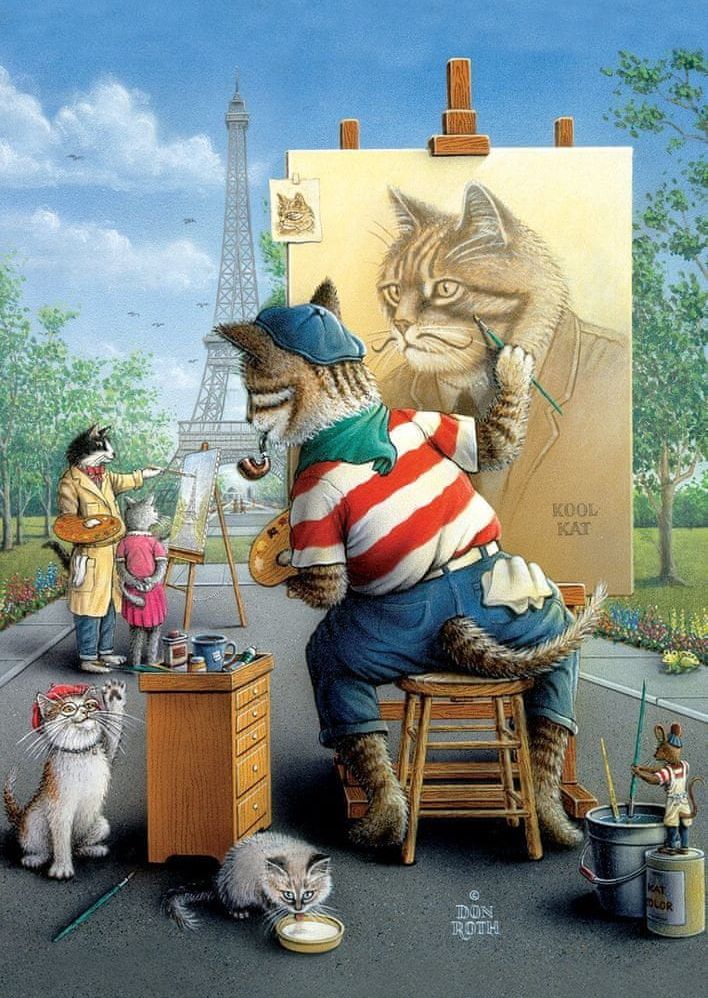 Art puzzle Puzzle Kočičí malíř 500 dílků - obrázek 1