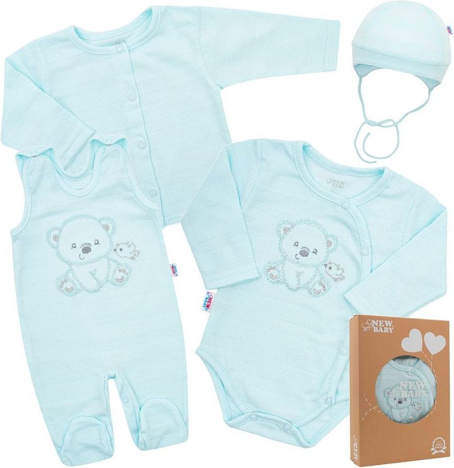 NEW BABY Kojenecká soupravička do porodnice New Baby Sweet Bear modrá Barva: Modrá, Velikost: 56 (0-3m) - obrázek 1