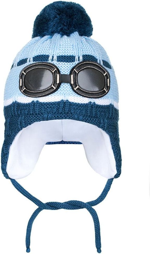 NEW BABY Zimní dětská čepička New Baby brýle světle modrá - obrázek 1