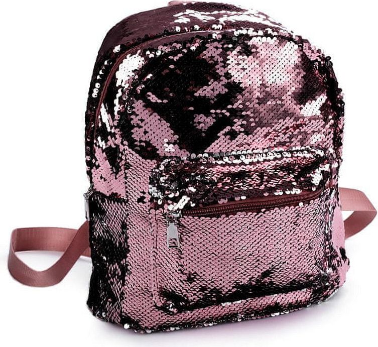 Kraftika 1ks růžová stříbrná batoh s oboustrannými měnícími flitry - obrázek 1