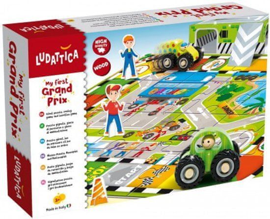 Ludattica Společenská hra, puzzle a hračka v 1 včetně velkých dřevěných aut - Ludattica - obrázek 1