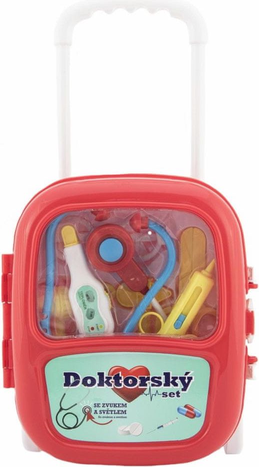 Teddies Sada doktor/lékař plast v plastovém kufříku na kolečkách