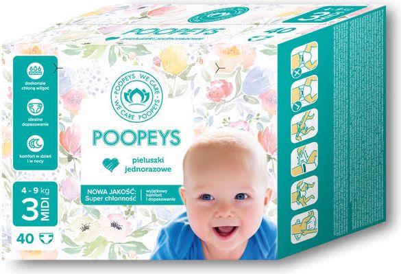 Plenky Poopeys 3 Midi 40ks 4-9kg - obrázek 1