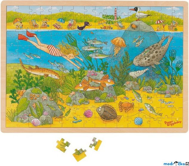Puzzle na desce - Velké A3, Ekologie v moři, 192ks (Goki) - obrázek 1