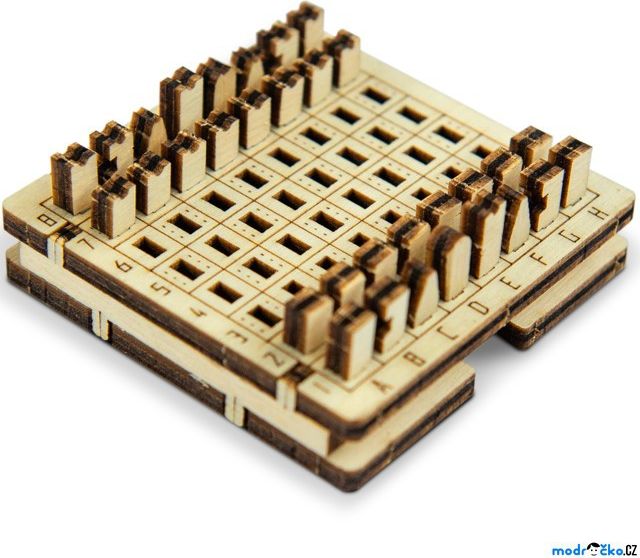 Šachy - Cestovní mini hra, přírodní dřevo (Wooden City) - obrázek 1
