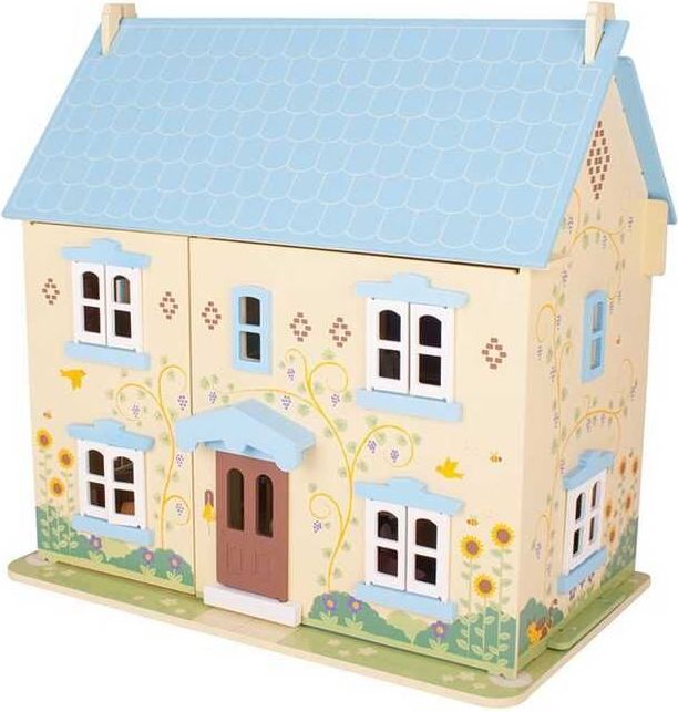 Dřevěný domeček pro panenky 56x31x60 - modrý - obrázek 1