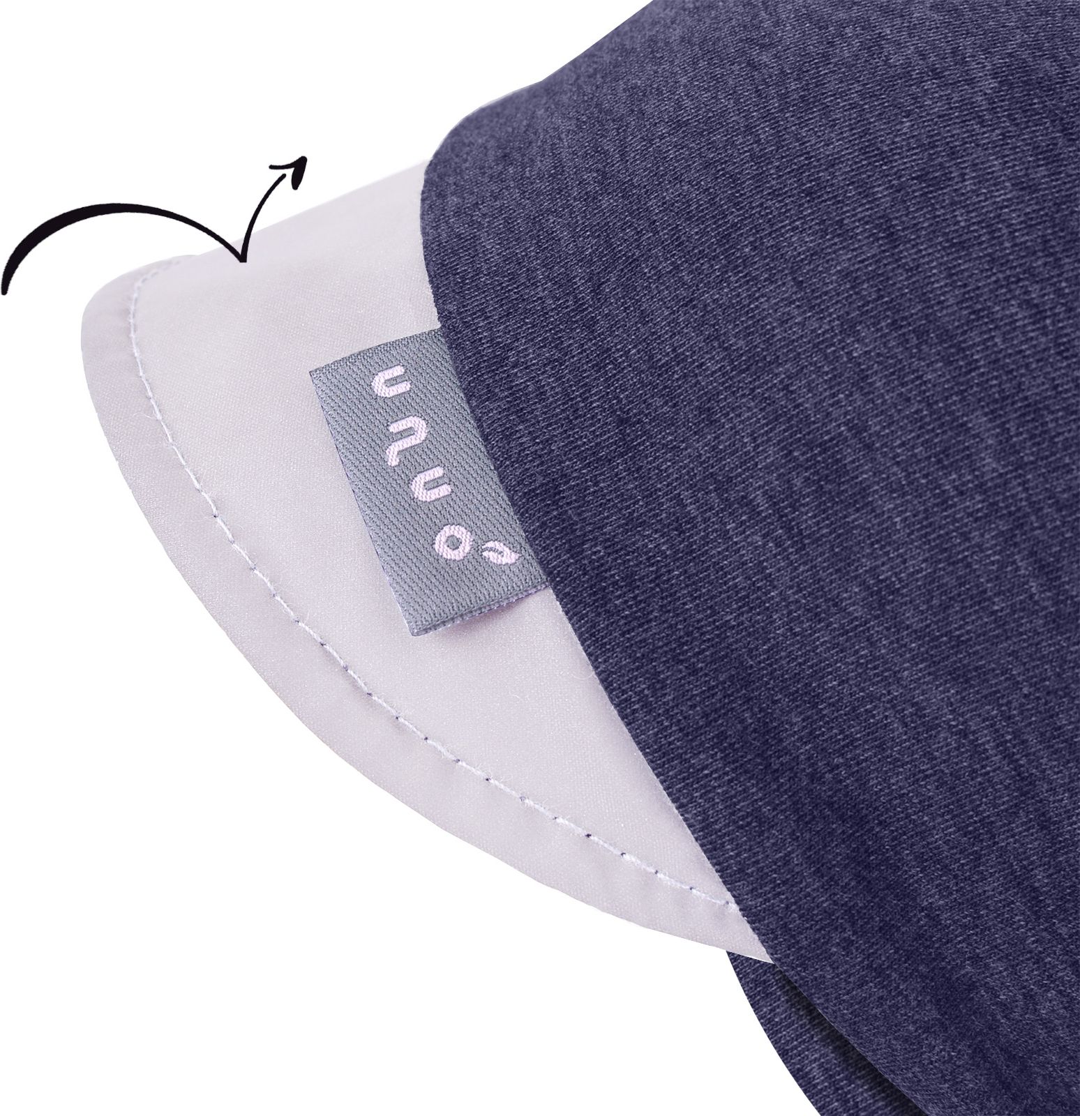 Unuo, Dětská čepice z teplákoviny s reflexním kšiltem spadená, Jeans temný, Černá Velikost: S - obrázek 3