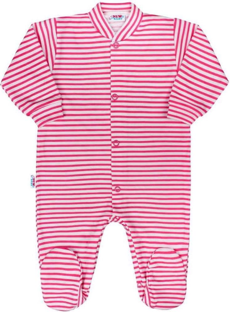 NEW BABY Kojenecký overal New Baby Classic II s růžovými pruhy Barva: Růžová, Velikost: 62 (3-6m) - obrázek 1