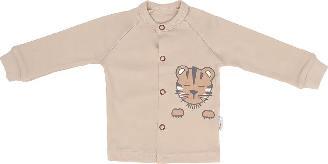 Mamatti Mamatti Novozenecká bavlněná košilka, kabátek Lion - béžová, vel. 62 - obrázek 1
