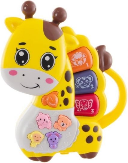EURO BABY Euro Baby Interaktivní hračka s melodii pianko - hrající Žirafka, žlutá - obrázek 1