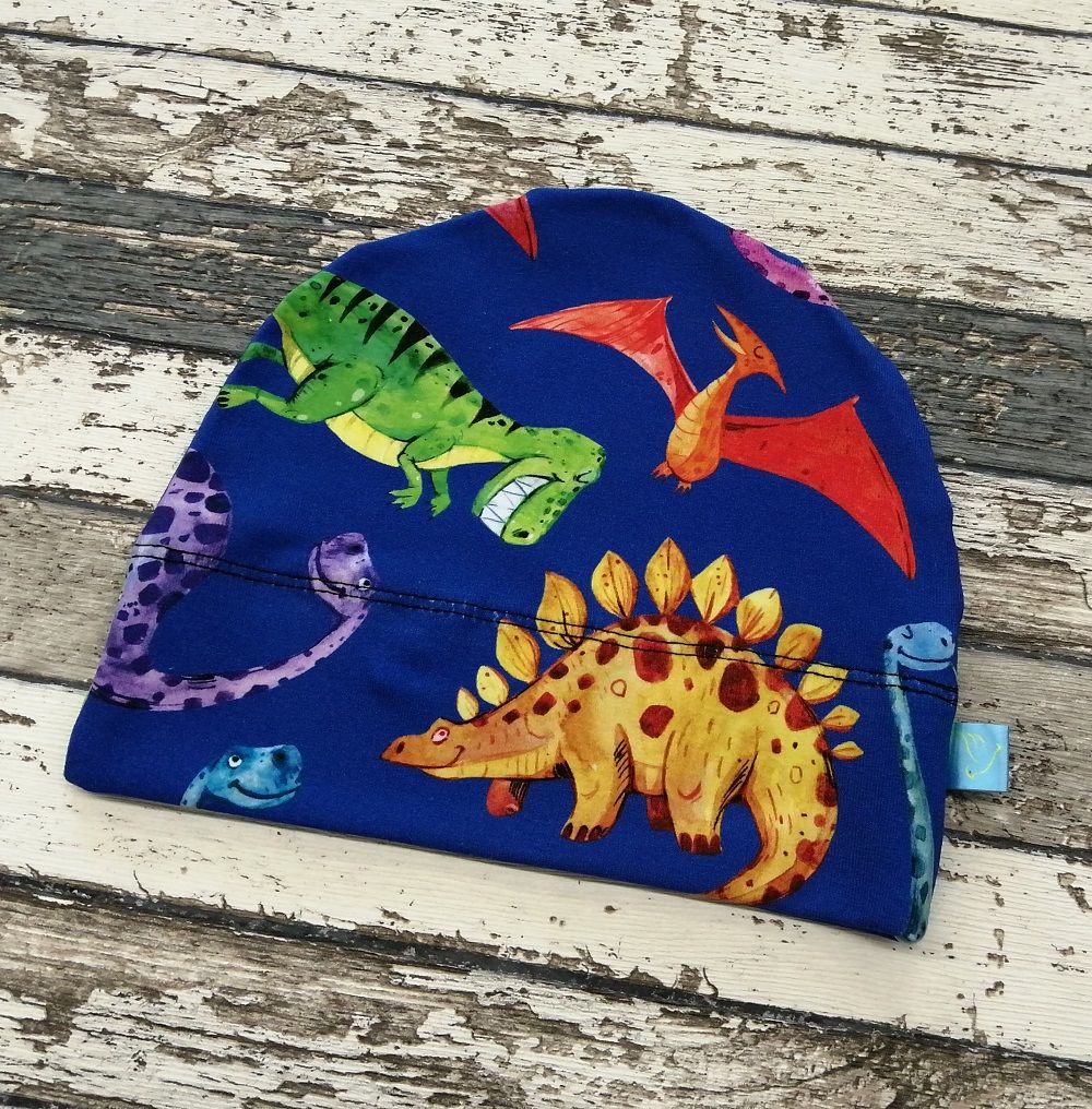 Rostoucí čepička Yháček, dinosauři na královsky modré Velikost:: S - obrázek 2