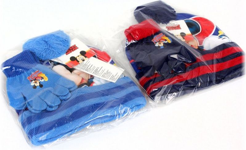 Setino · Dětská / chlapecká zimní čepice + prstové rukavice Mickey Mouse - Disney - Modrá - obrázek 3