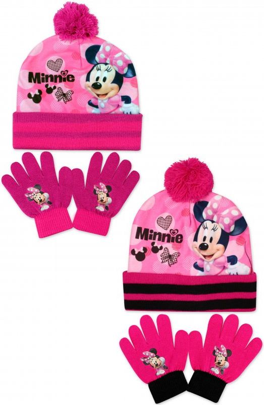Setino · Dívčí zimní čepice + prstové rukavice Minnie Mouse Růžová - obrázek 2