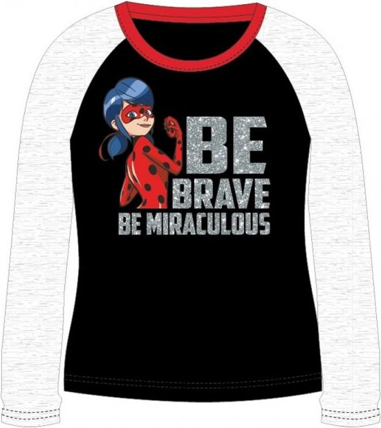 E plus M - Dívčí tričko s dlouhým rukávem Kouzelná beruška / Ladybug Miraculous - černé 104 - obrázek 1