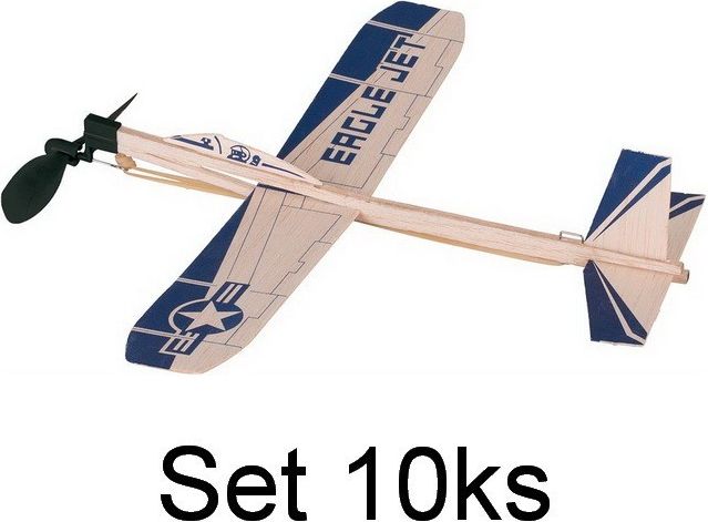 Letadlo házecí - Eagle Jet na gumičku, set 10ks (Goki) - obrázek 1