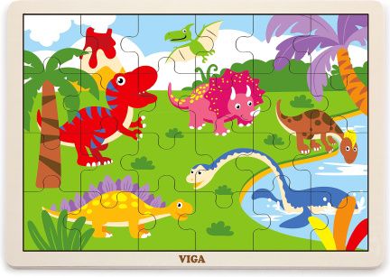 Dřevěné puzzle 16 dílků - dinosauři - obrázek 1