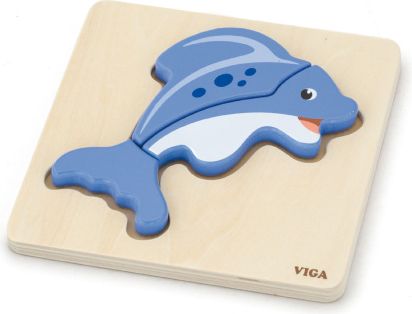 Dřevěné puzzle pro nejmenší - delfín - obrázek 1