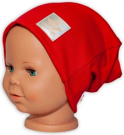 Baby Nellys Hand Made Dětská funkční čepice s dvojitým lemem - červená, Velikost koj. oblečení 48/50 čepičky obvod - obrázek 1