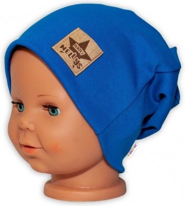 Baby Nellys Hand Made Dětská funkční čepice s dvojitým lemem - tm. modrá, Velikost koj. oblečení 48/50 čepičky obvod - obrázek 1