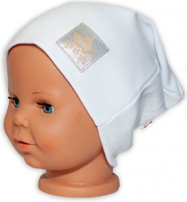 Baby Nellys Hand Made Dětská funkční čepice s dvojitým lemem - bílá, Velikost koj. oblečení 48/50 čepičky obvod - obrázek 1