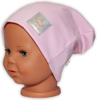Baby Nellys Hand Made Dětská funkční čepice s dvojitým lemem - sv. růžová, Velikost koj. oblečení 48/50 čepičky obvod - obrázek 1
