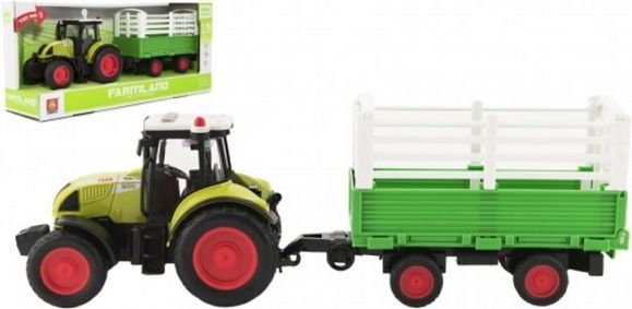 Traktor s vlekem plast 39cm na setrvačník na baterie se zvukem se světlem - obrázek 1