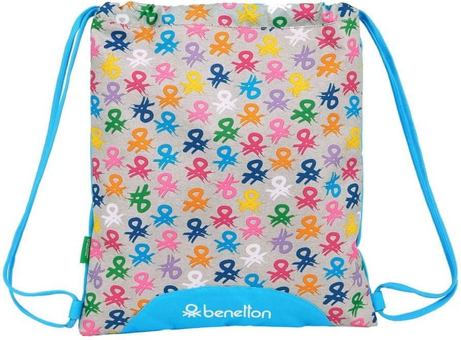 CurePink Batoh pytlík se šňůrkami gym bag Benetton: vzor 12052 (35 x 40 cm) multicolor polyester - obrázek 1