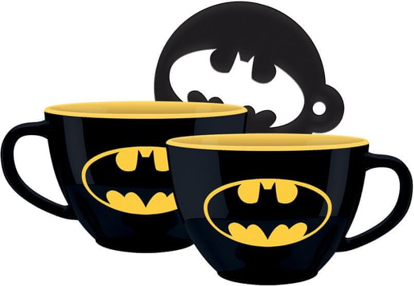 CurePink Keramický cappuccino hrnek Batman: Symbol (objem 630 ml) - obrázek 1