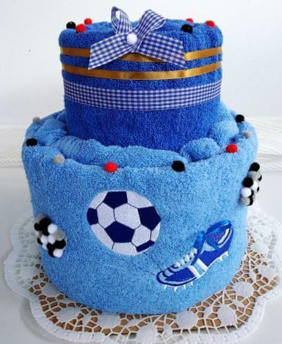 Veratex VERATEX Fotbalový textilní dort dvoupatrový vyšitá kopačka s míčem (možnost vyšít jméno / přezdívku doplatek 75kč) - obrázek 1