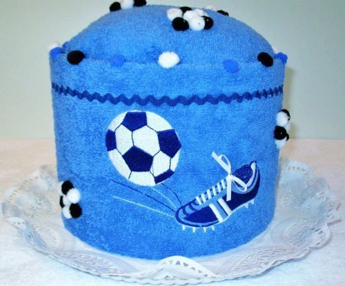 Veratex VERATEX Veratex Textilní dort středně modrý s výšivkou kopačky a míče (21 barev) - obrázek 1
